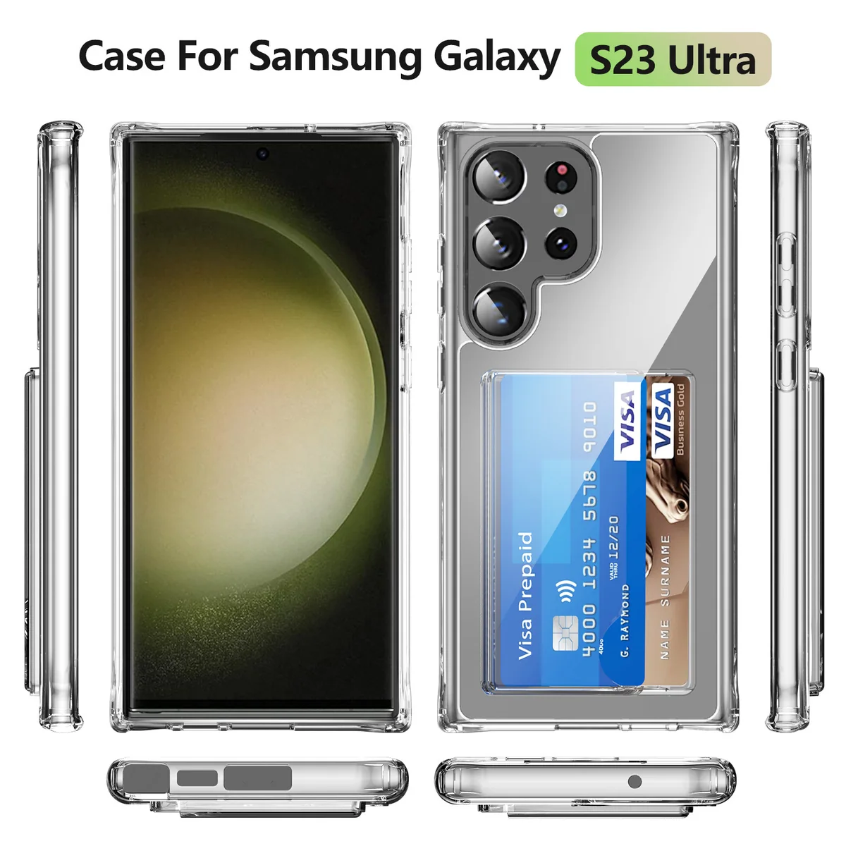 cross-border compatible with Samsung S23Ultra reinforced-corner shockproof card slot holds two cards phone case direct manufacturer