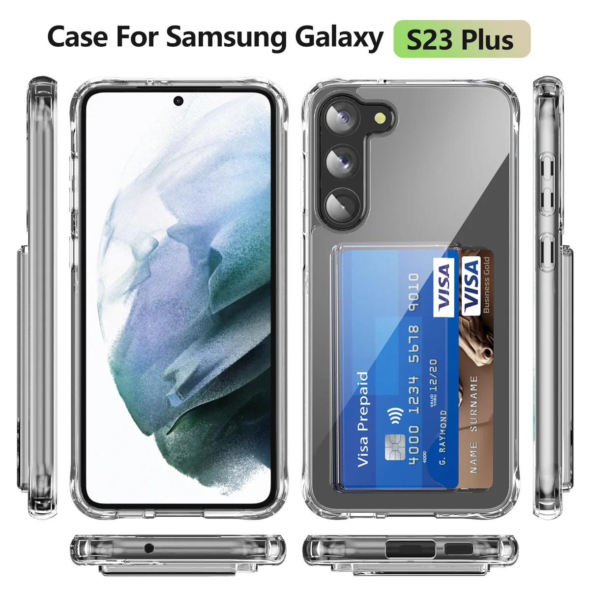 cross-border compatible with Samsung S23Plus reinforced-corner shockproof card slot holds two cards phone case direct manufacturer