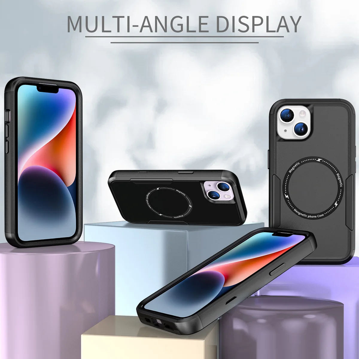 cross-border e-commerce compatible with Apple iPhone 14Plus Commuter shockproof triple protection magnetic alignment ring phone case in stock