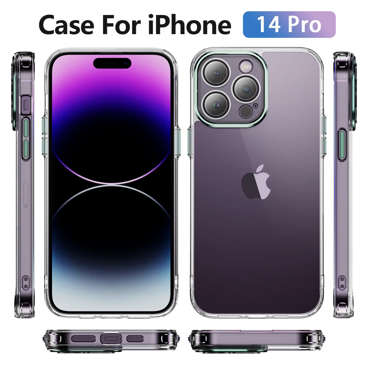 cross-border compatible with Apple iphone14 Pro Phantom Series precision-cut camera lens protector phone case metal buttons
