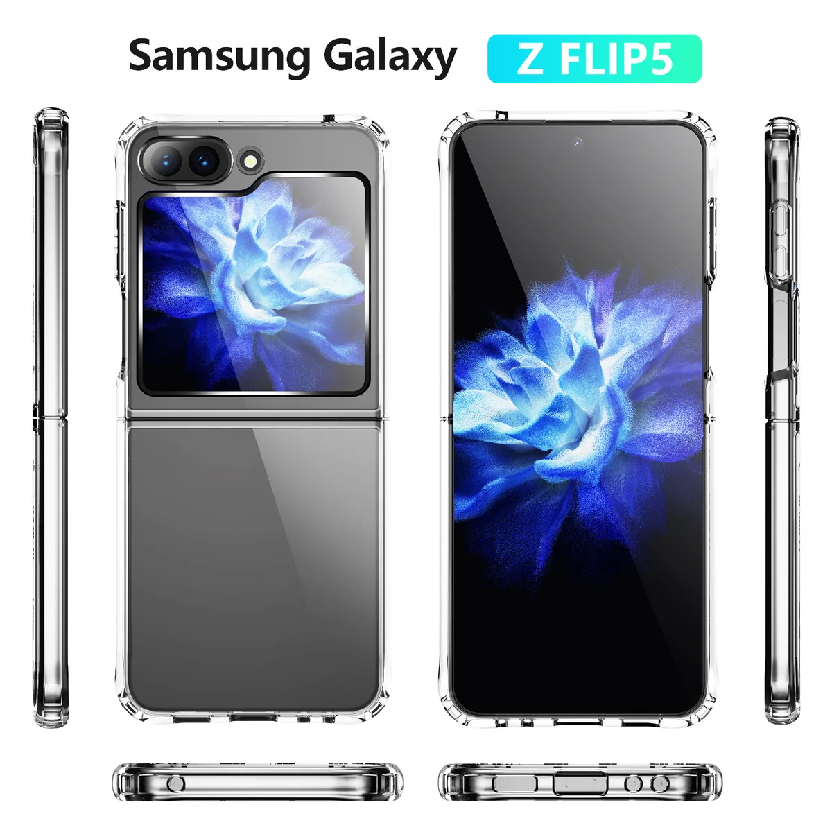 cross-border compatible with Samsung SAMSUMG Z Flip5 reinforced-corner shockproof foldable phone case ultra-clear scratch-resistant shockproof