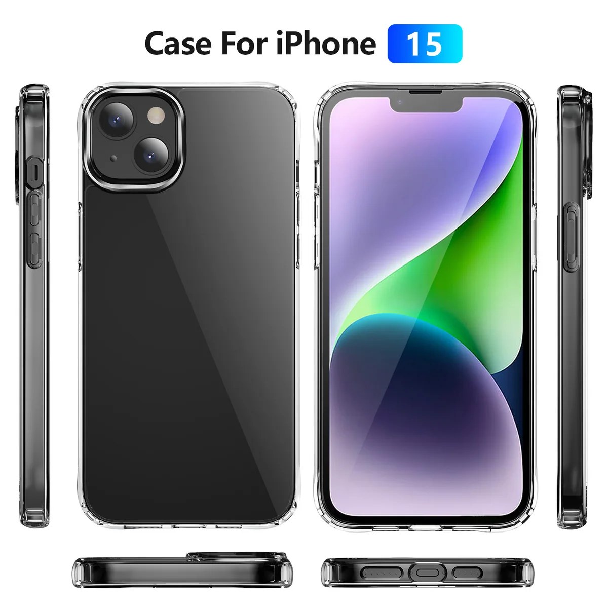 cross-border compatible with Apple iphone15 reinforced-corner shockproof acrylic transparent phone case direct manufacturer in stock
