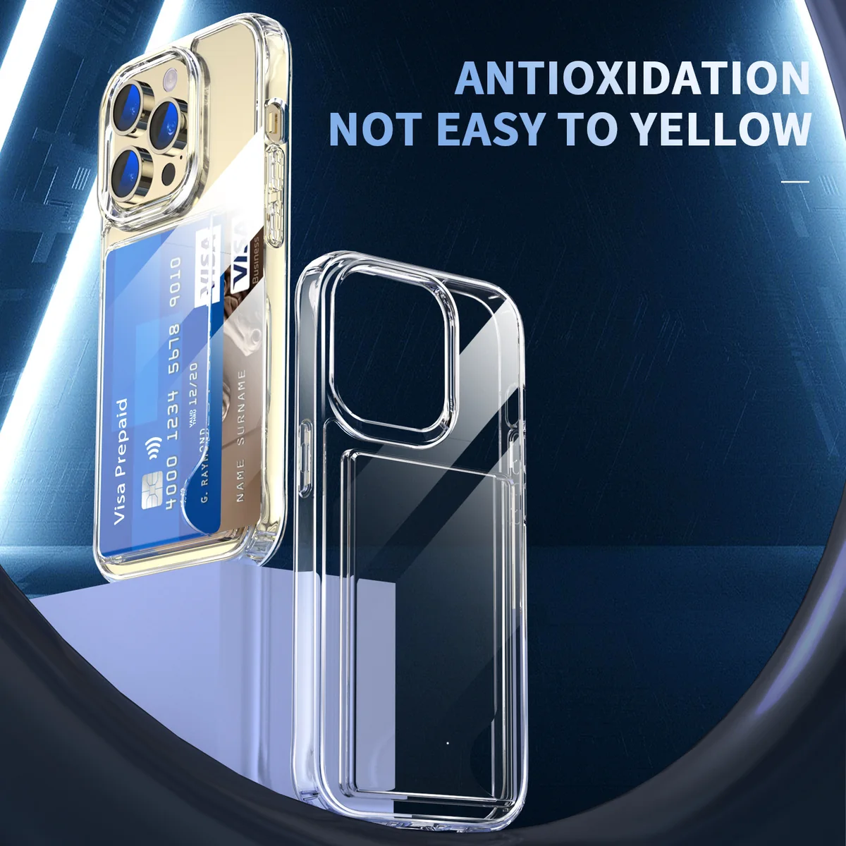 cross-border compatible with Apple iphone15 Pro reinforced-corner shockproof acrylic card slot phone case holds two cards