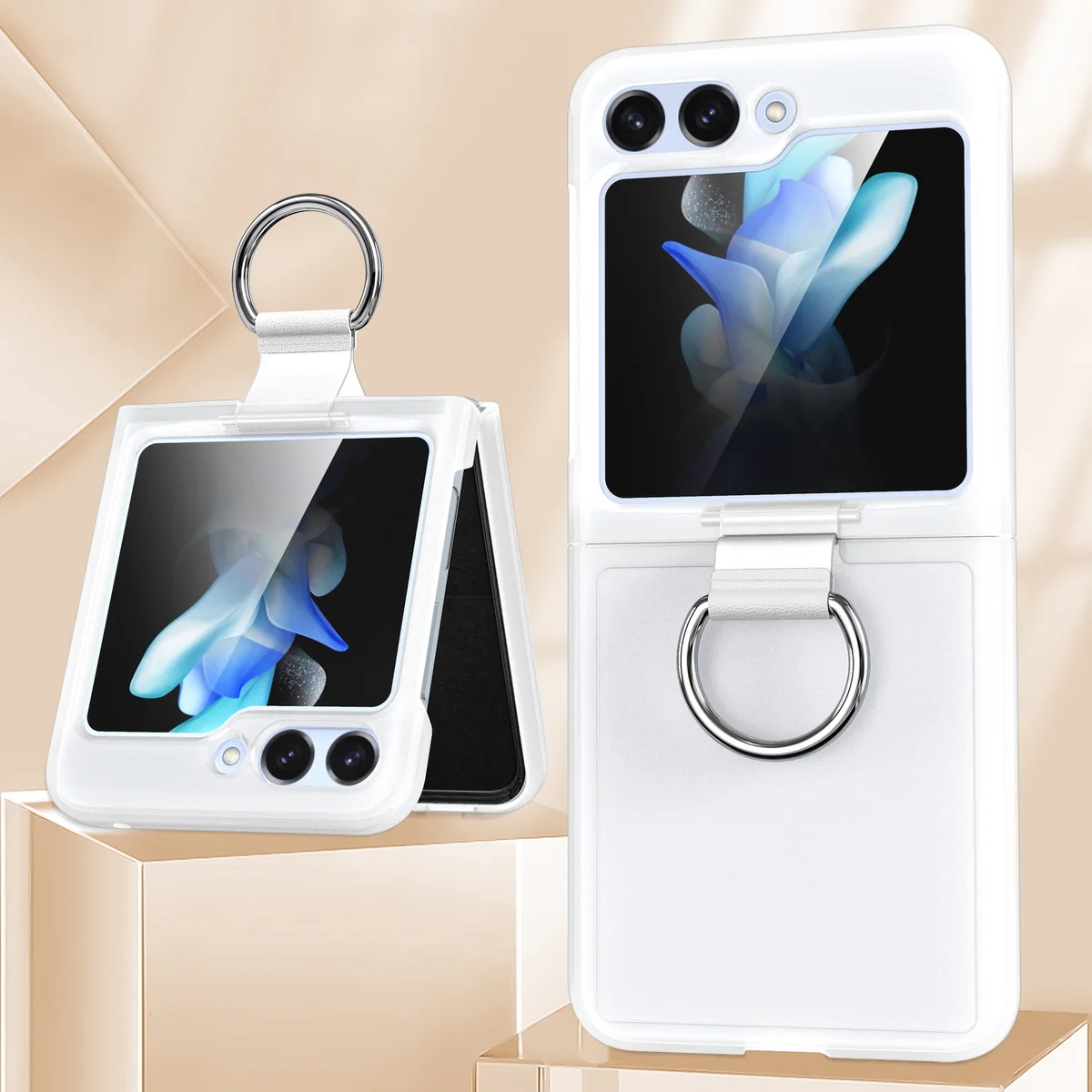cross-border compatible with Samsung SAM Z Flip5 ring case shockproof PC foldable phone case manufacturer in stock Z FLIP6