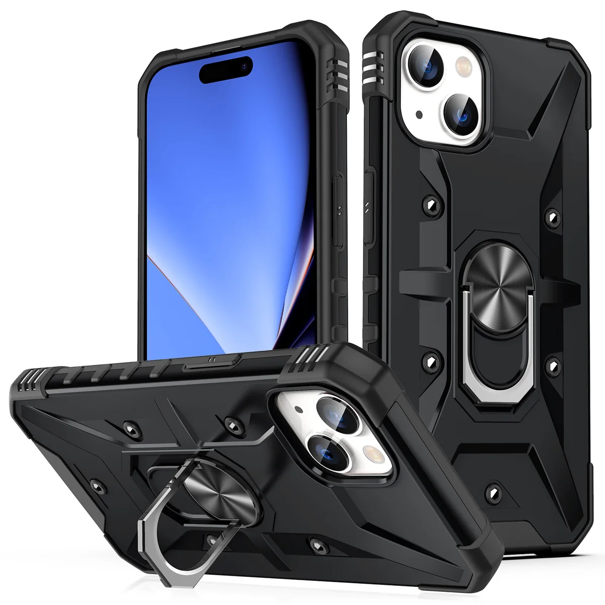 cross-border compatible with Apple iPhone15 Plus Wenjie with ring shockproof phone case car mount in stock