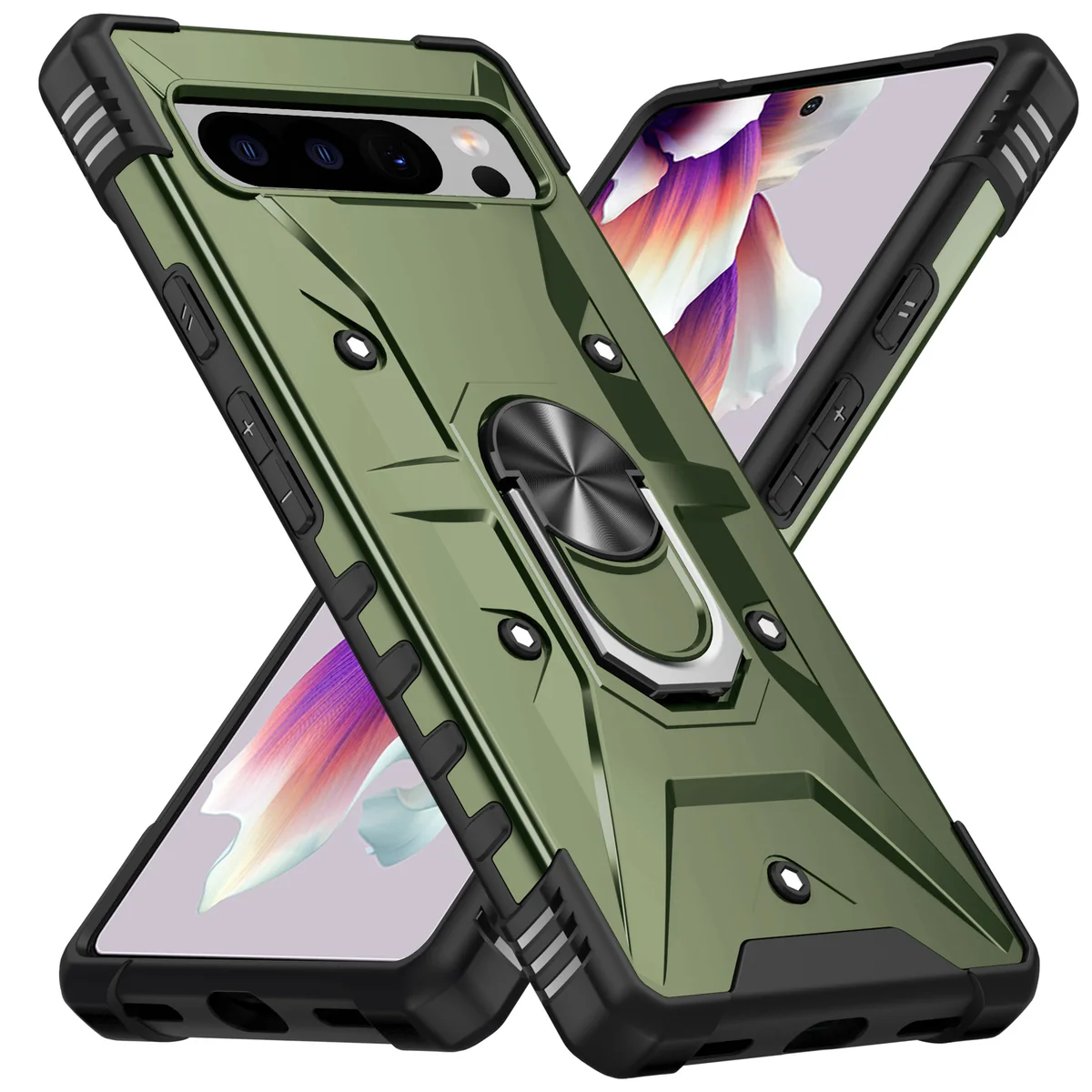 cross-border compatible with Google Pixel 8PRO Wenjie with ring shockproof 2-in-1 phone case in stock from the direct manufacturer