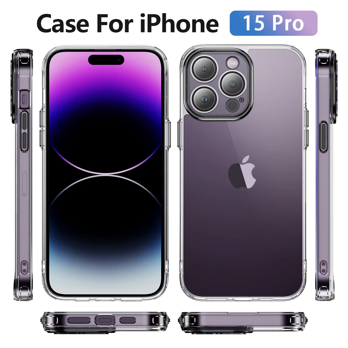 cross-border compatible with Apple iphone15 Pro Phantom Series precision-cut camera lens protector phone case manufacturer in stock