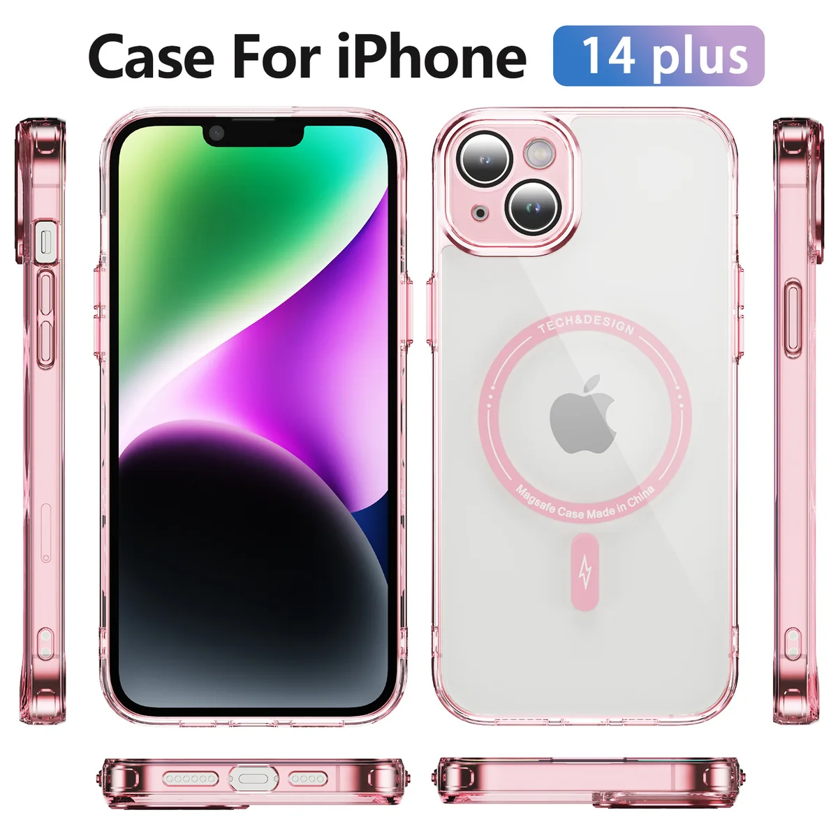 cross-border compatible with Apple iPhone14 Plus Phantom ultra-clear magnetic attachment precision-cut camera lens protector shockproof phone case