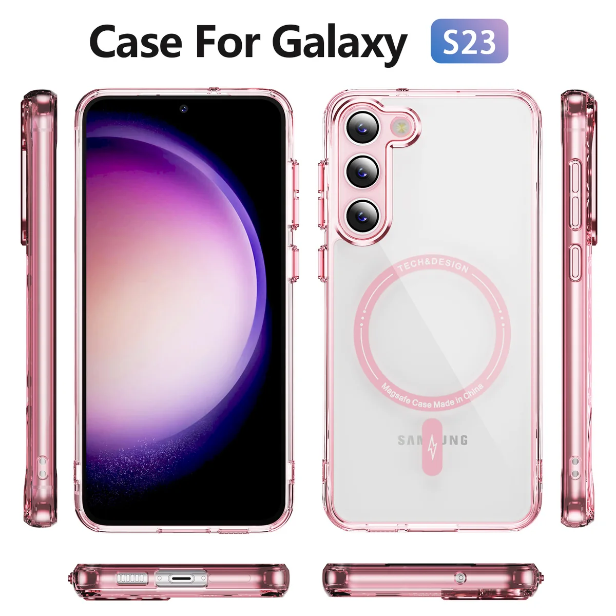 cross-border compatible with Samsung S23 Phantom ultra-clear magnetic attachment precision-cut camera lens protector shockproof phone case TPU translucent