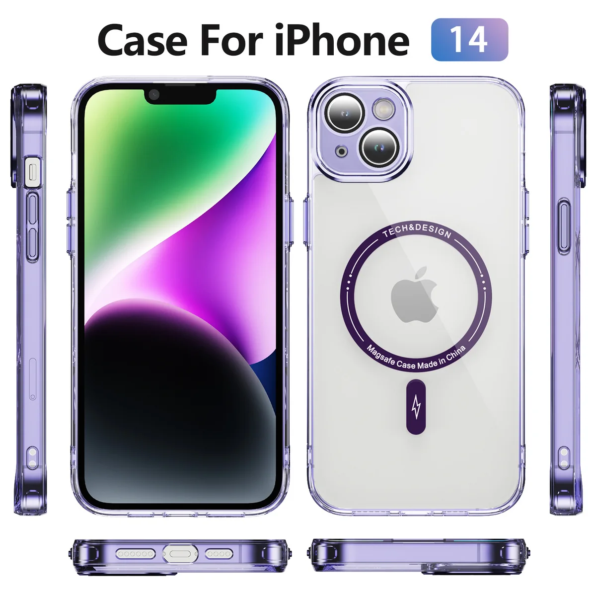 cross-border compatible with Apple iPhone14 Phantom ultra-clear magnetic attachment precision-cut camera lens protector phone case wireless charging
