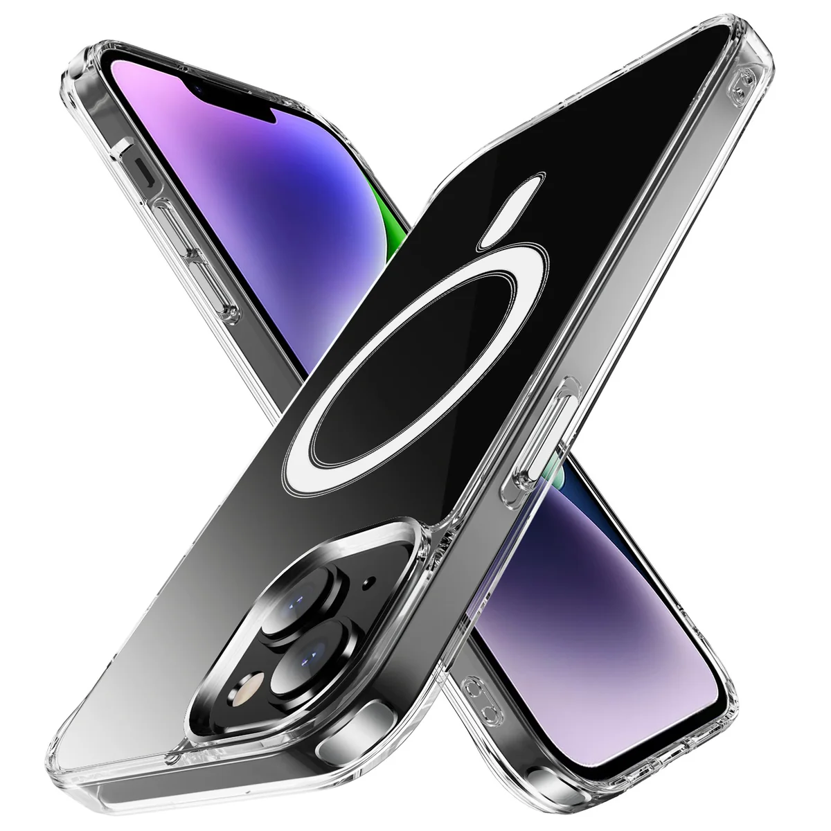 cross-border compatible with Apple iphone15Plus crystal-clear shockproof 2.0 with magnetic ring phone case wireless charging in stock