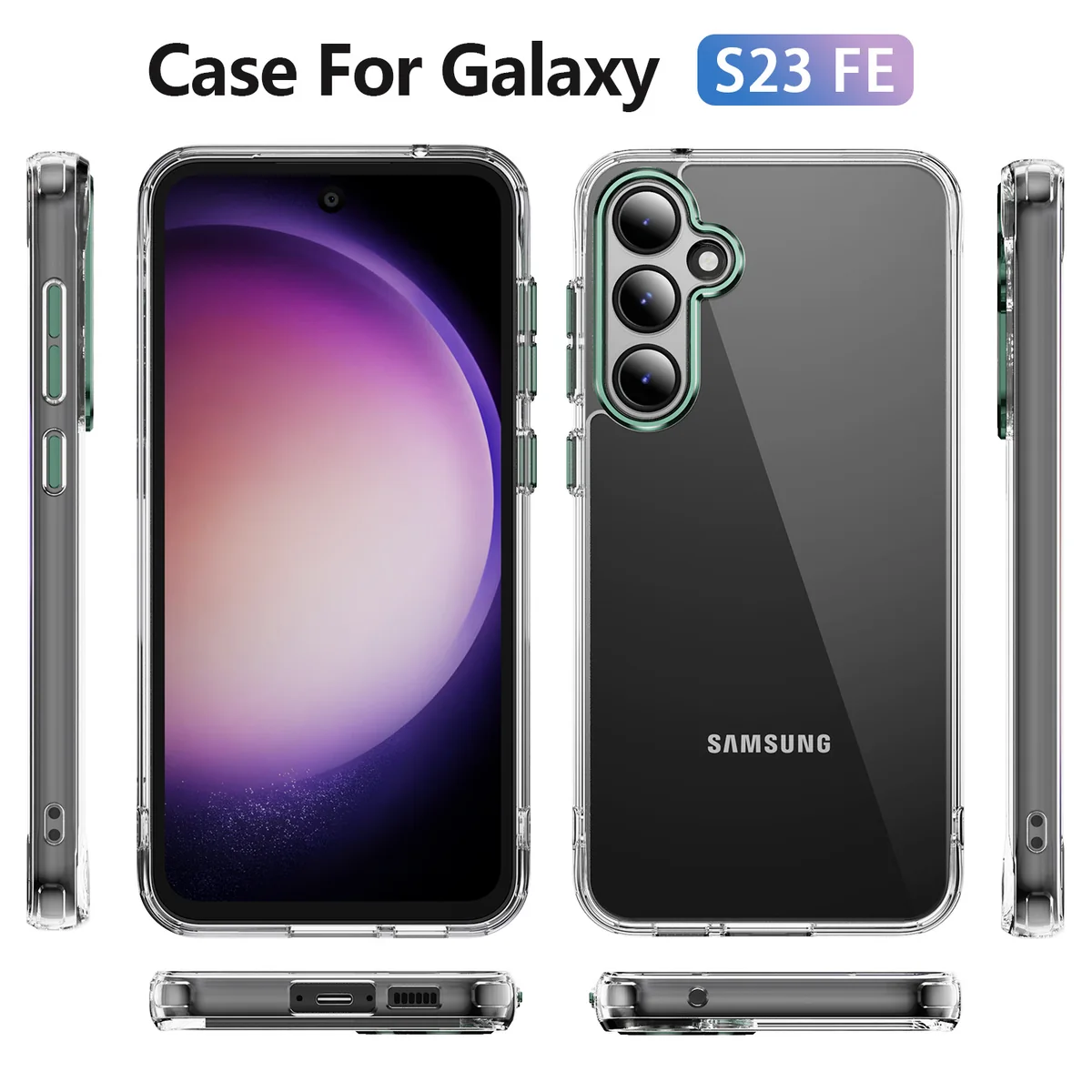 cross-border compatible with Samsung S23FE Phantom Series precision-cut camera lens protector phone case transparent case direct manufacturer