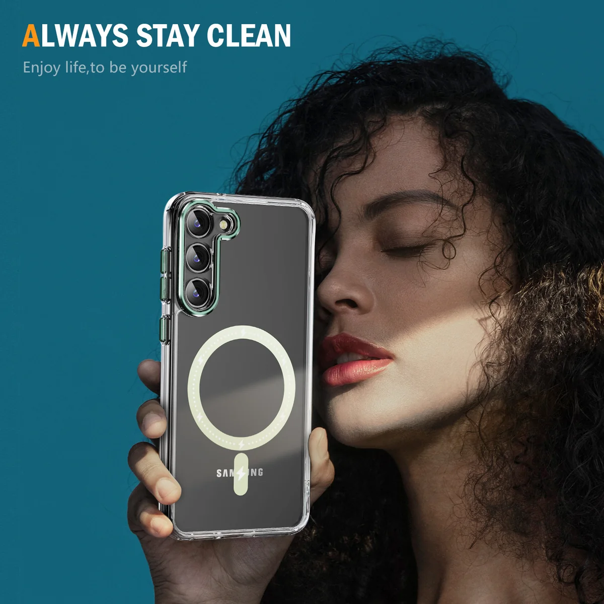 cross-border compatible with Samsung S23 Phantom glitter magnetic ring individual camera cutouts magnetic attachment case phone case transparent case metal buttons