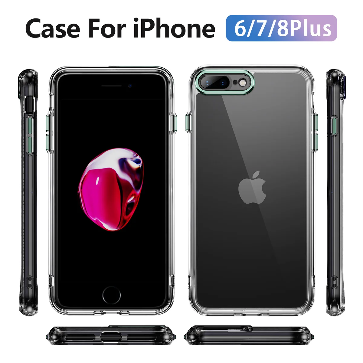 cross-border compatible with Apple iphone 6P/7P/8Plus Phantom Series precision-cut camera lens protector phone case manufacturer