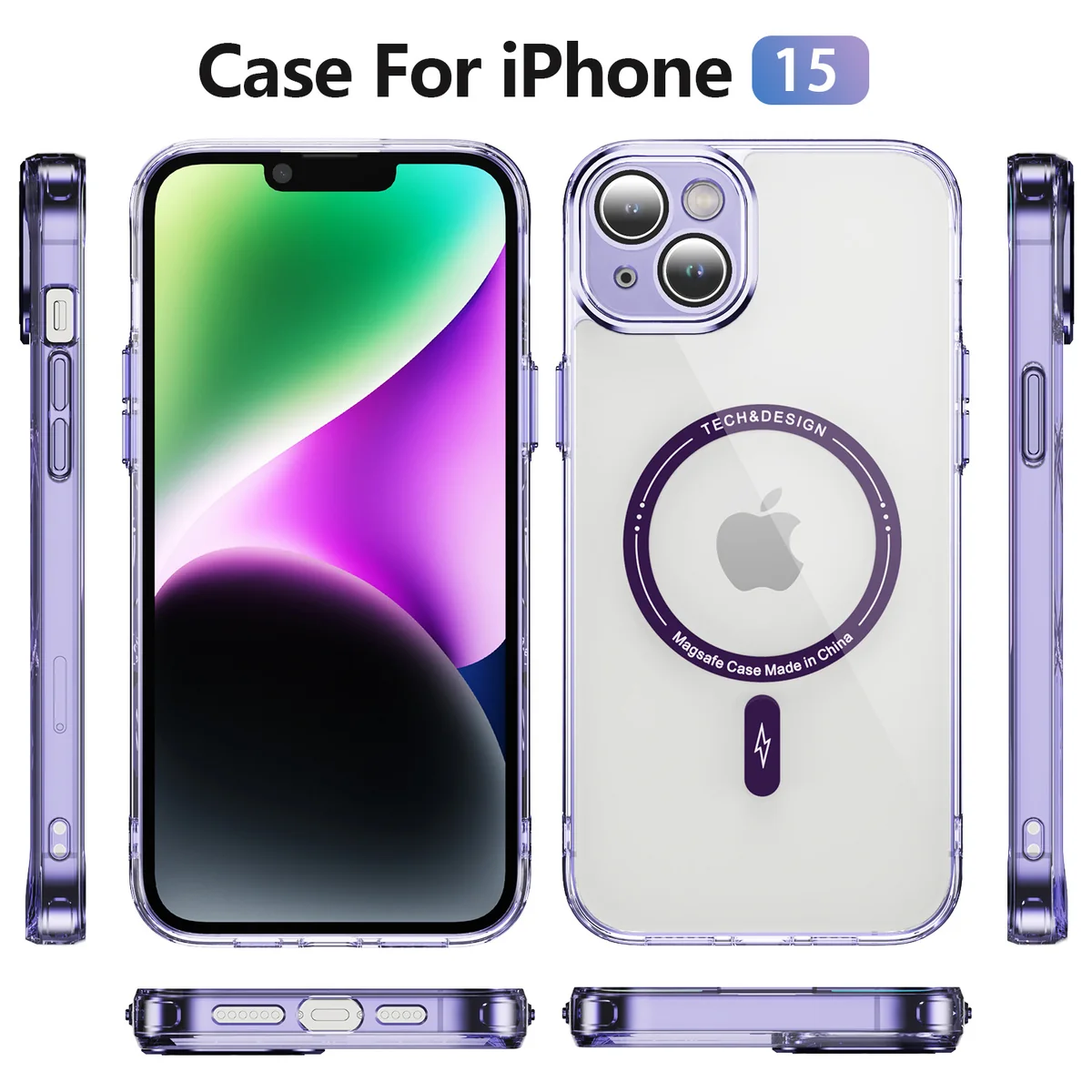 cross-border compatible with Apple iphone15 Phantom ultra-clear magnetic attachment precision-cut camera lens protector transparent case phone case manufacturer