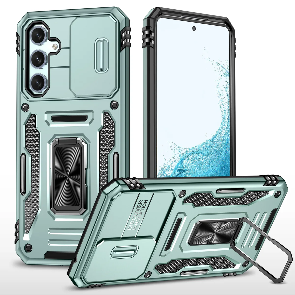 cross-border compatible with Samsung S23 FE Kejiang shockproof phone case 2-in-1 kickstand usable in landscape and portrait in stock