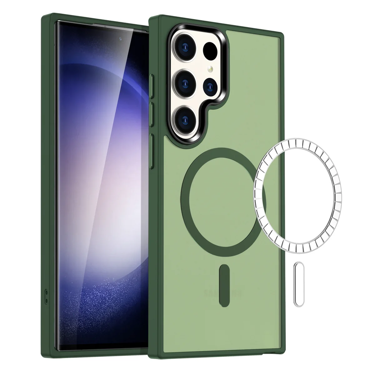 cross-border e-commerce compatible with Samsung S23Ultra iridescent soft-touch phone case with magnetic ring protective case soft-touch case