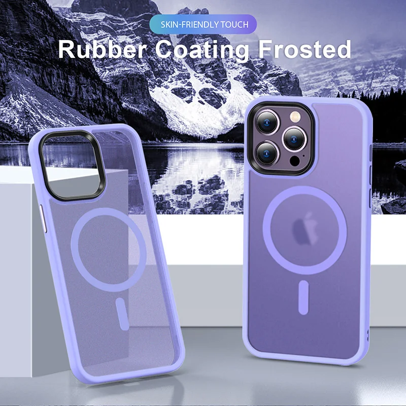 cross-border e-commerce compatible with iphone15 Pro Max iridescent soft-touch phone case with magnetic ring protective case soft-touch