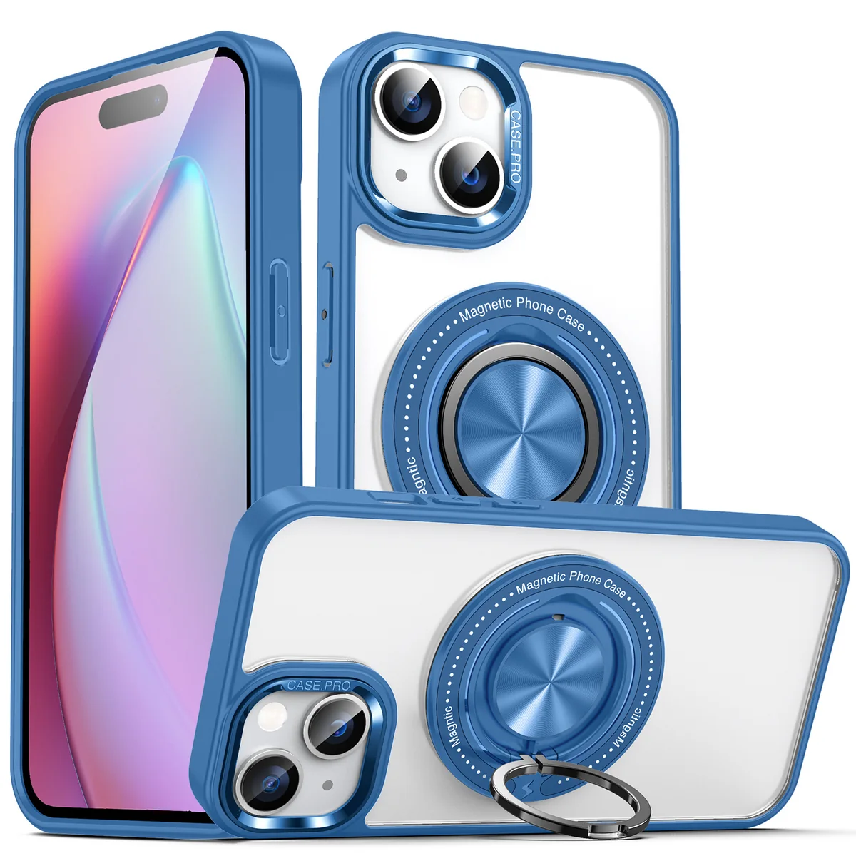 cross-border compatible with Apple iphone15 Plus Keyin 360 magnetic attachment ring phone case direct manufacturer car-mount compatible