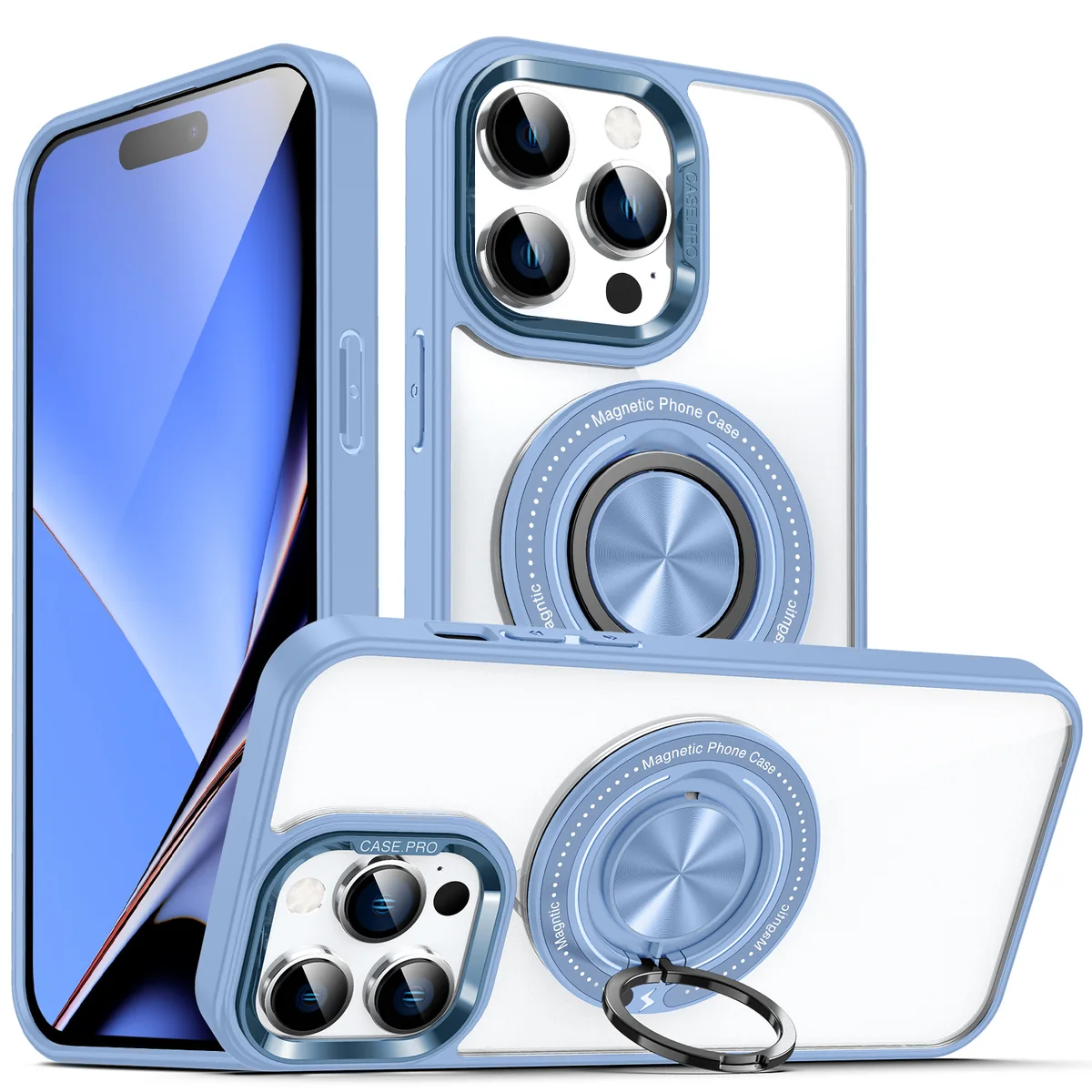 cross-border compatible with Apple iphone15 Pro Keyin 360 magnetic attachment kickstand phone case in stock from the direct manufacturer
