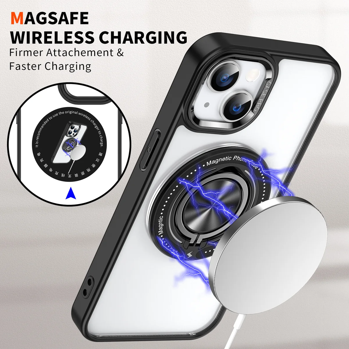 cross-border compatible with Apple iphone15 Keyin 360 magnetic attachment hidden kickstand phone case direct manufacturer car-mount compatible