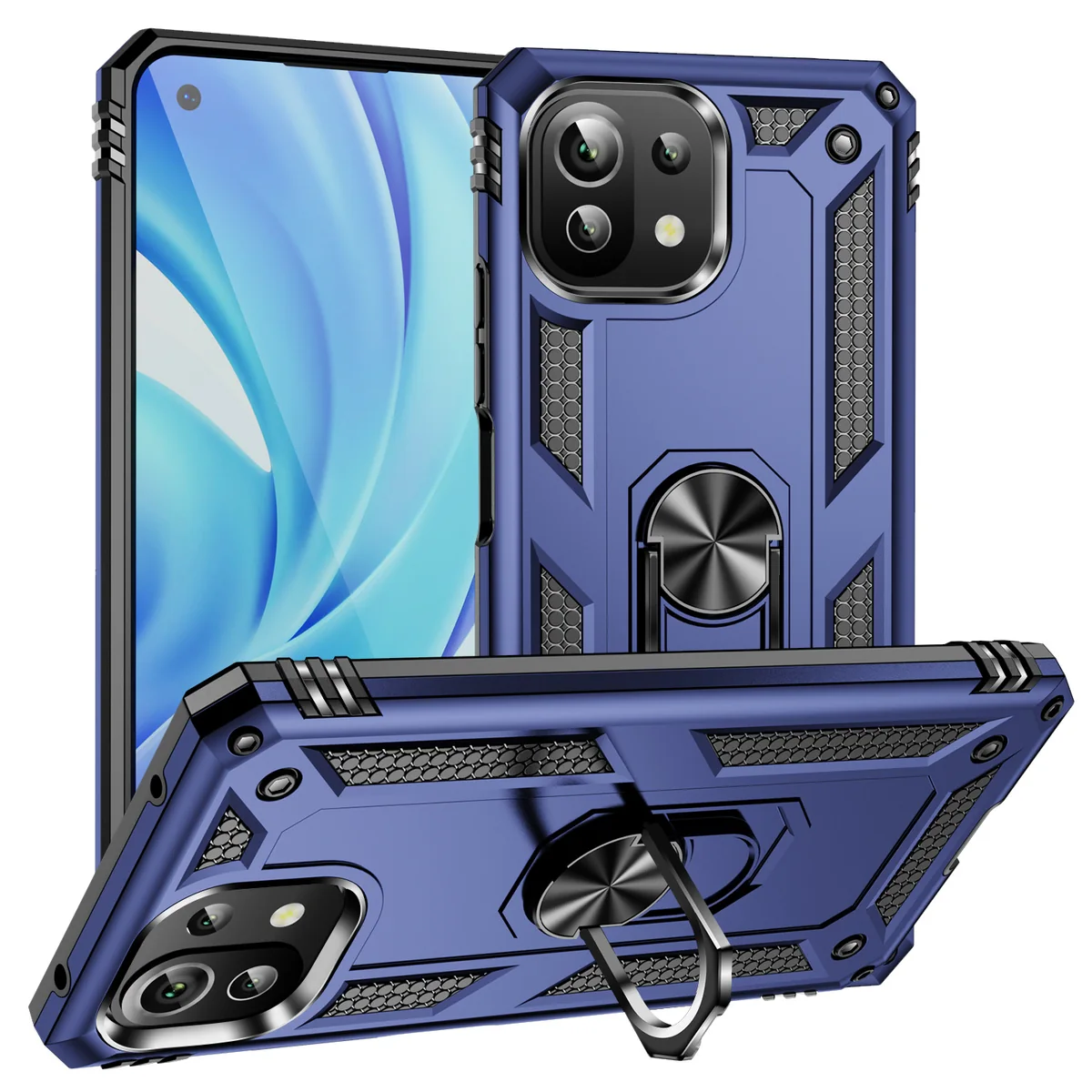 cross-border e-commerce compatible with Xiaomi Mi 11 Lite Trooper shockproof kickstand armor phone case car-mount compatible 2-in-1