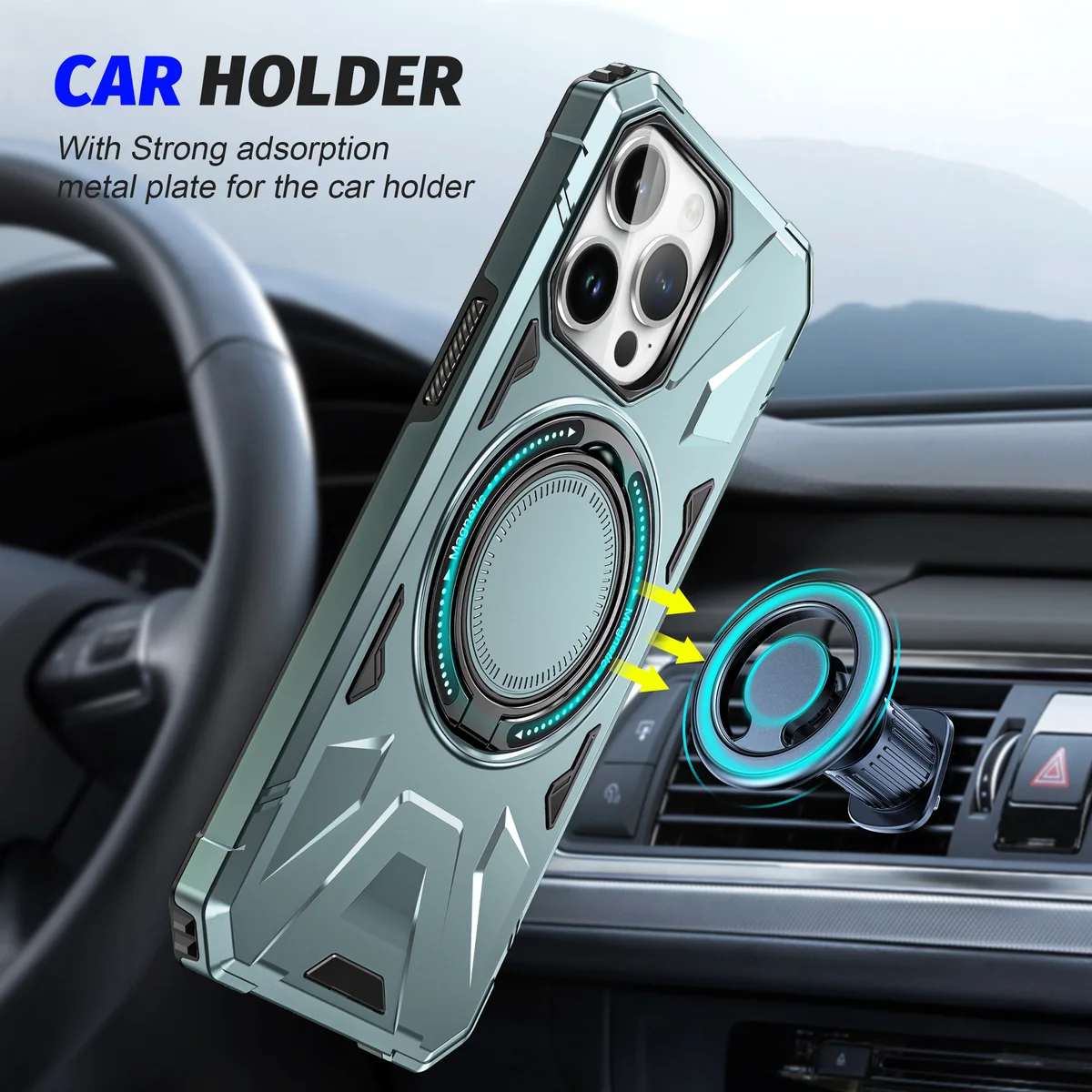 cross-border compatible with Apple iphone15 Pro Max Warrior 360° magnetic attachment kickstand phone case direct manufacturer