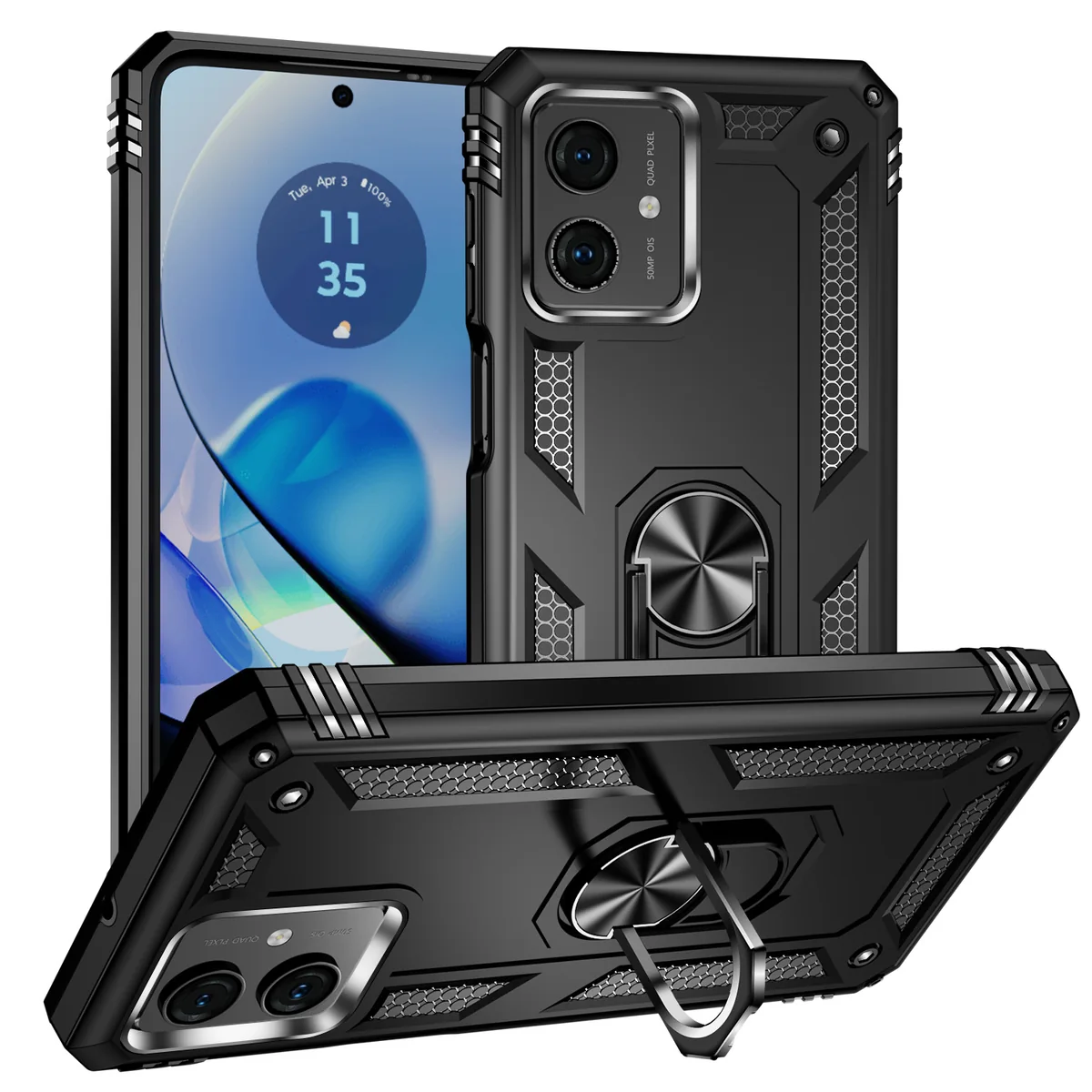 cross-border e-commerce compatible with MOTO G54 Trooper shockproof kickstand armor phone case car-mount compatible 2-in-1 direct manufacturer