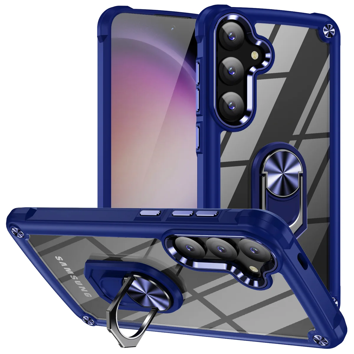 cross-border compatible with Samsung S24Plus Golden-Wing Bird with ring shockproof phone case car mount transparent case manufacturer