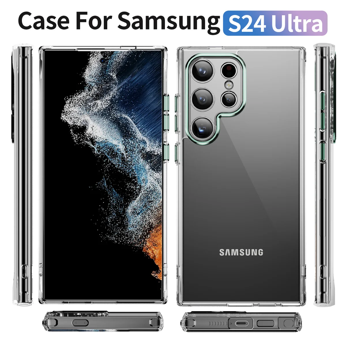 cross-border compatible with Samsung S24Ultra Phantom Series precision-cut camera lens protector phone case transparent case direct manufacturer