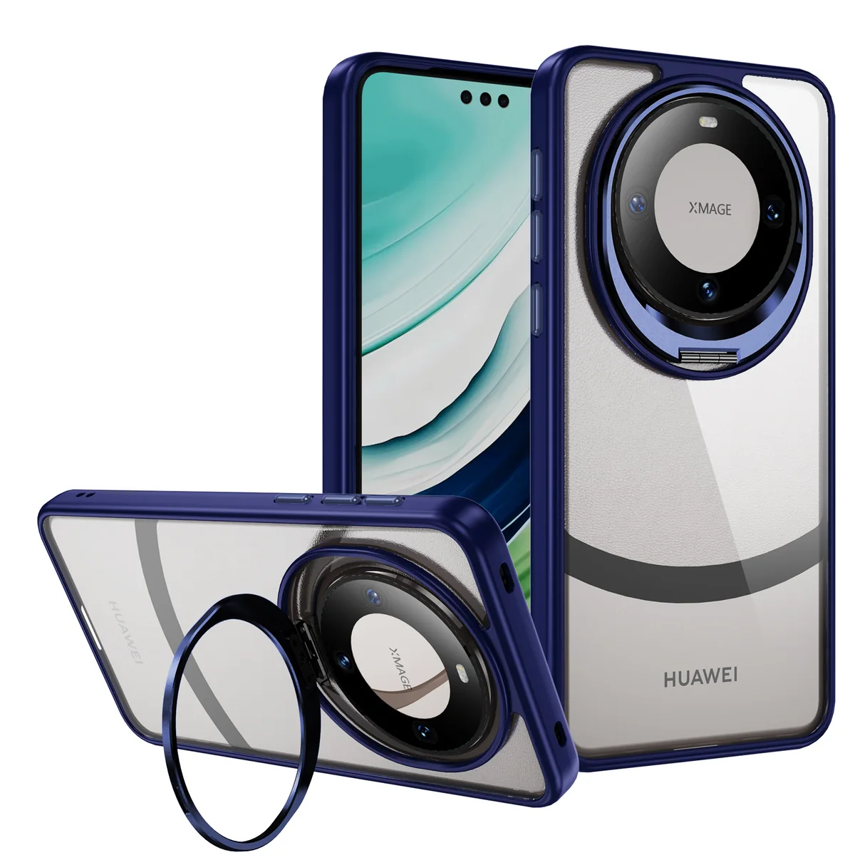 cross-border compatible with Huawei MATE60 PRO Sky Mirror metal camera-ring hinge kickstand wireless charging phone case
