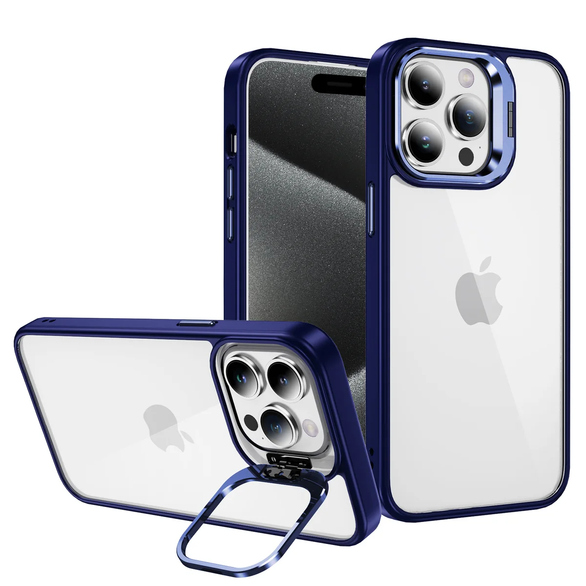 cross-border compatible with Apple iPhone15Pro Sky Mirror metal camera-ring hinge kickstand protection phone case