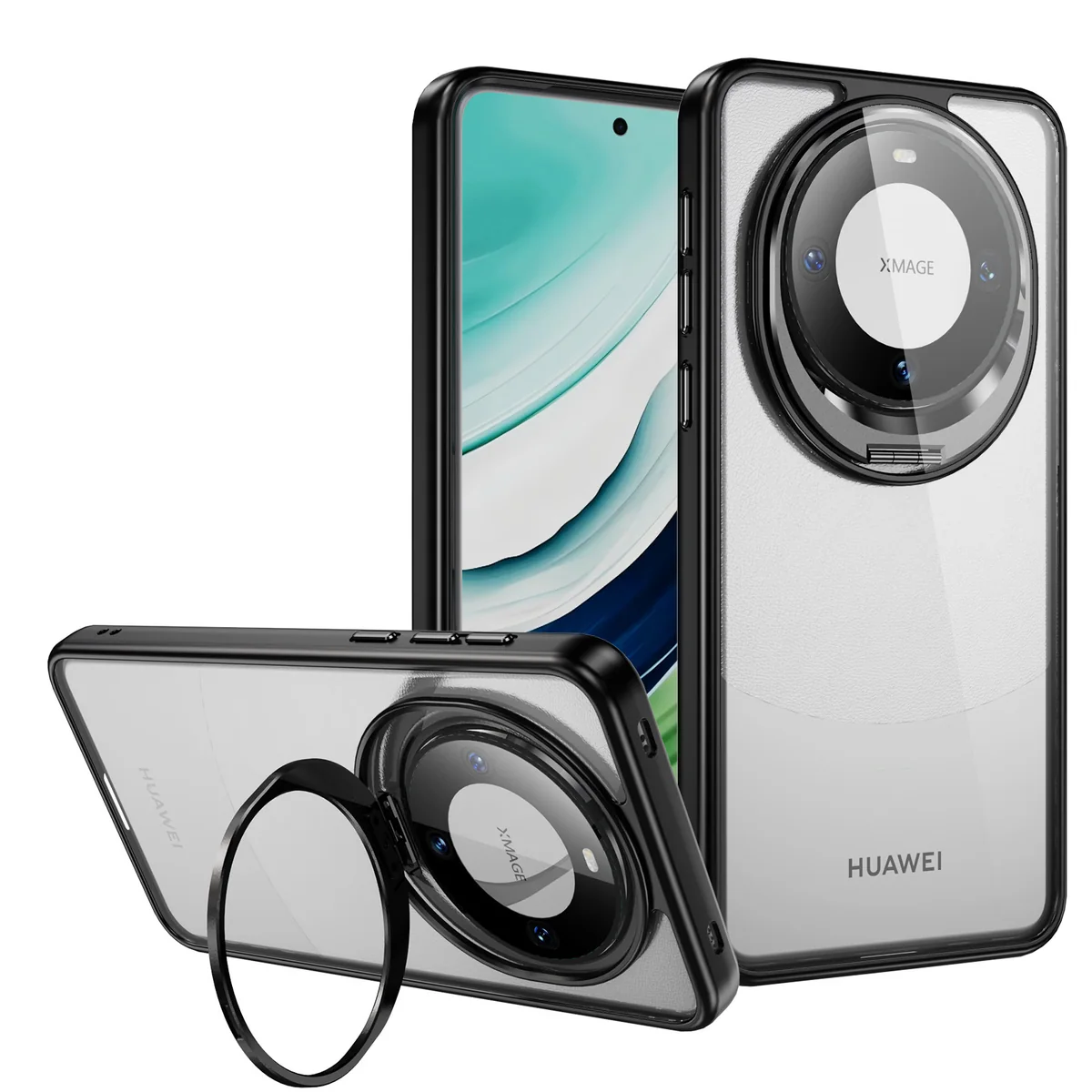 cross-border compatible with Huawei MATE60 Sky Mirror metal camera-ring hinge kickstand wireless charging phone case