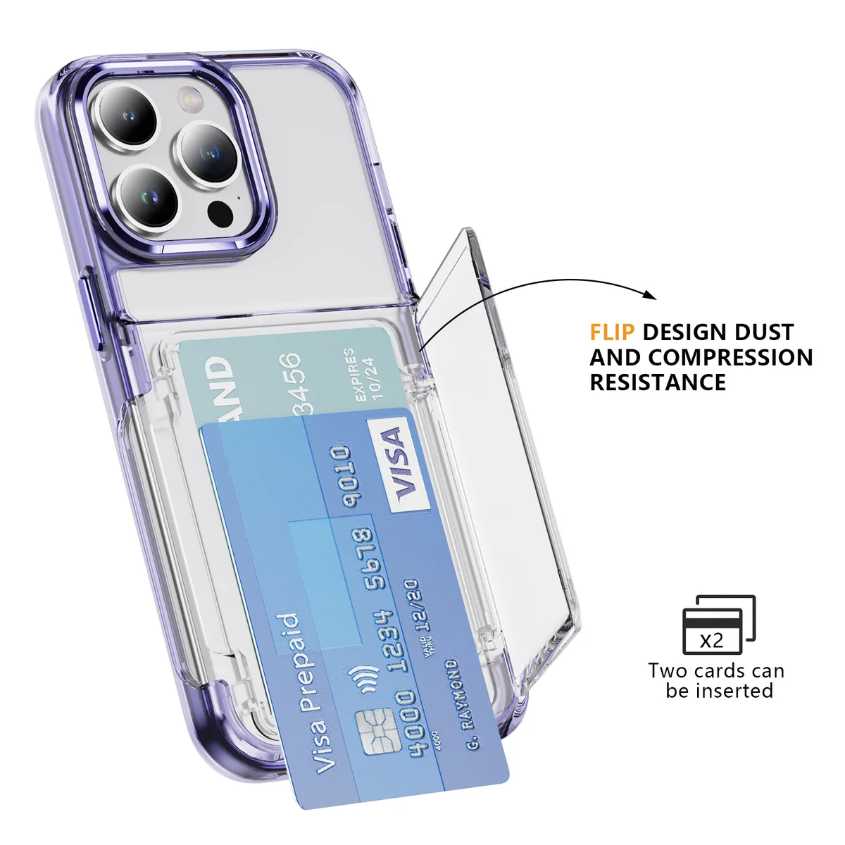 cross-border compatible with Apple iPhone15 Pro Max Junfan card holder flip cover card holder holds two cards phone case