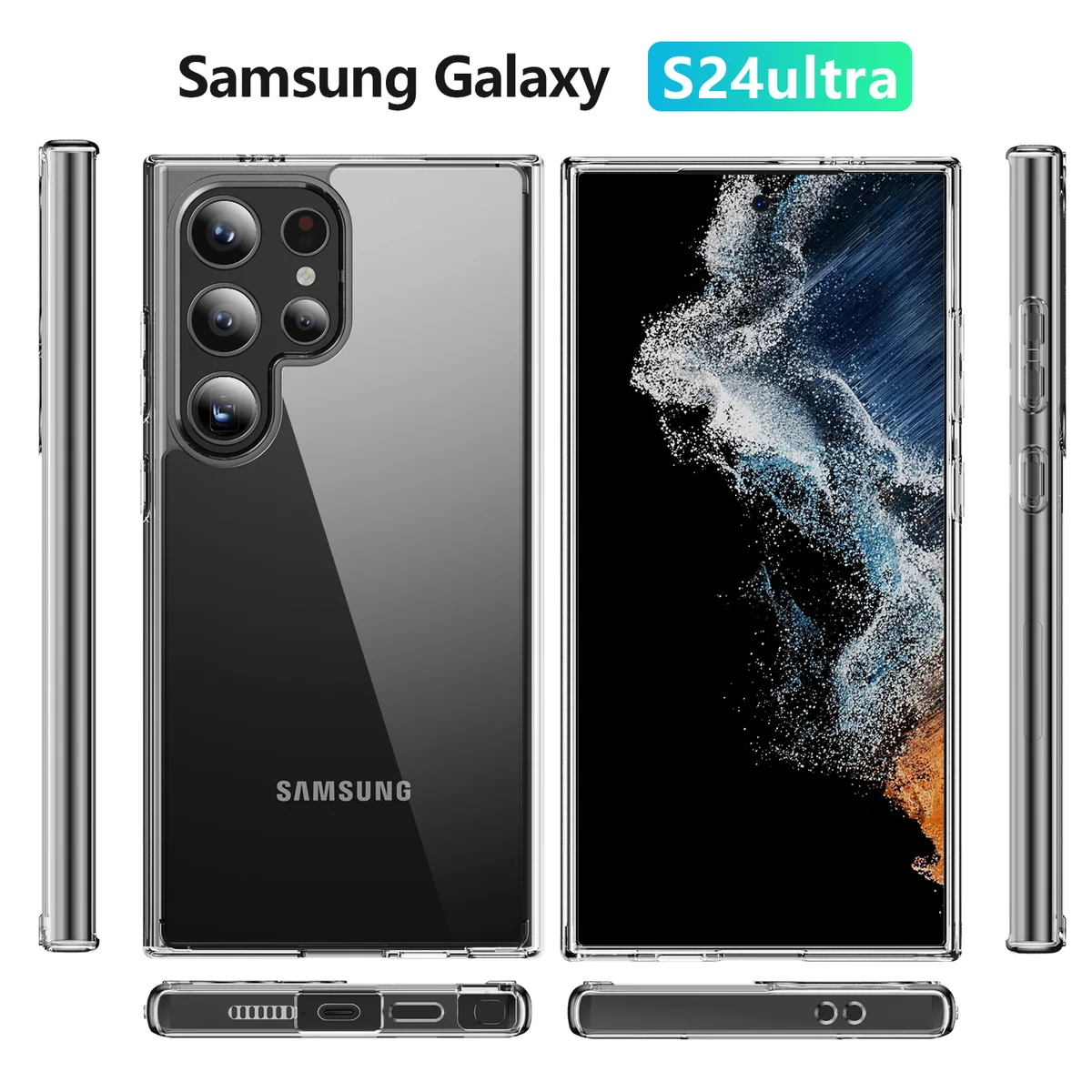 cross-border compatible with Samsung S24 Ultra minimalist crystal-clear shockproof phone case ultra-clear scratch-resistant wear-resistant transparent case