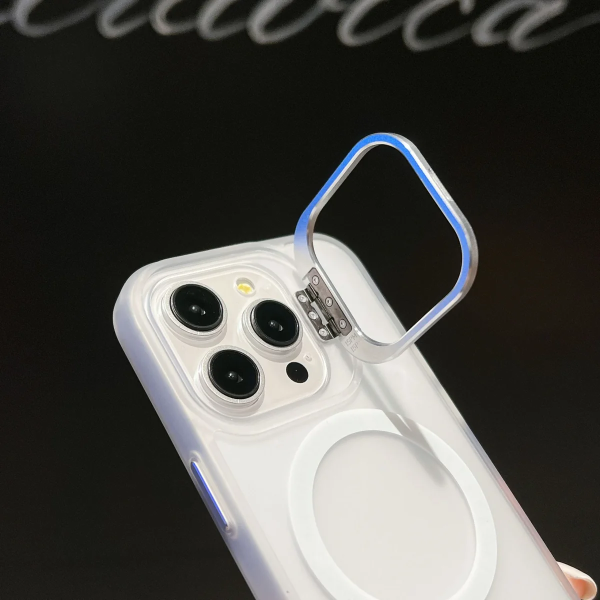 cross-border compatible with Apple iPhone15 Pro Sky Mirror soft-touch magnetic ring metal hinge kickstand phone case