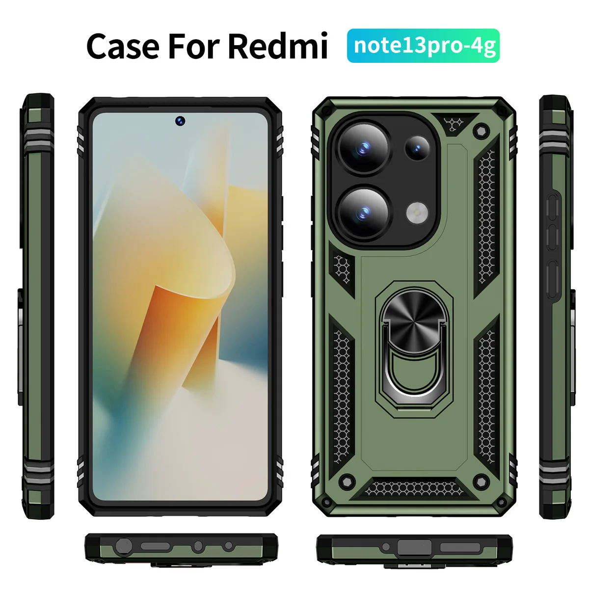 cross-border compatible with Redmi Note13 Pro 4G Trooper shockproof phone case 2-in-1 rotating car mount