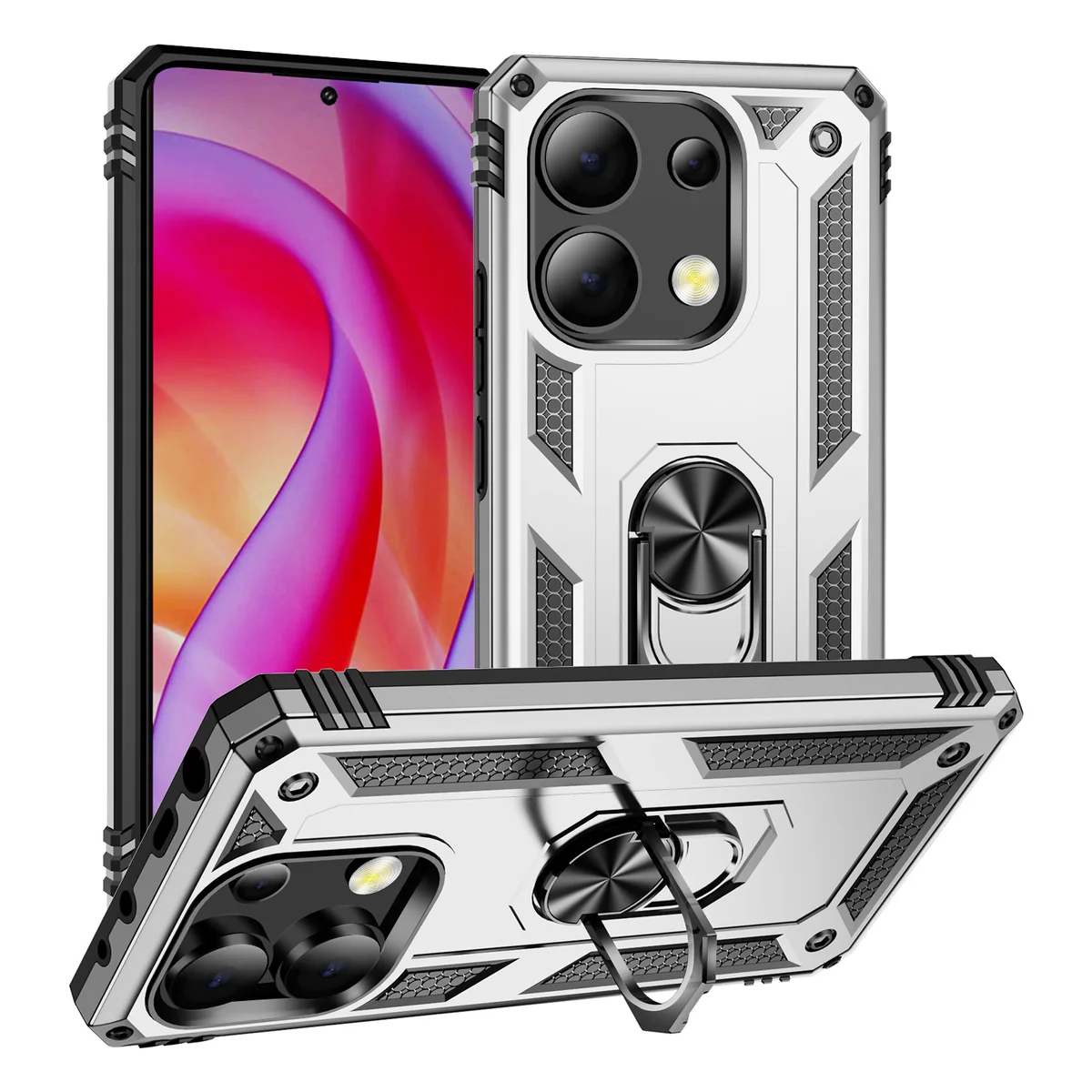 cross-border compatible with Redmi Note13 4G Trooper shockproof phone case 2-in-1 rotating car-mount ring manufacturer