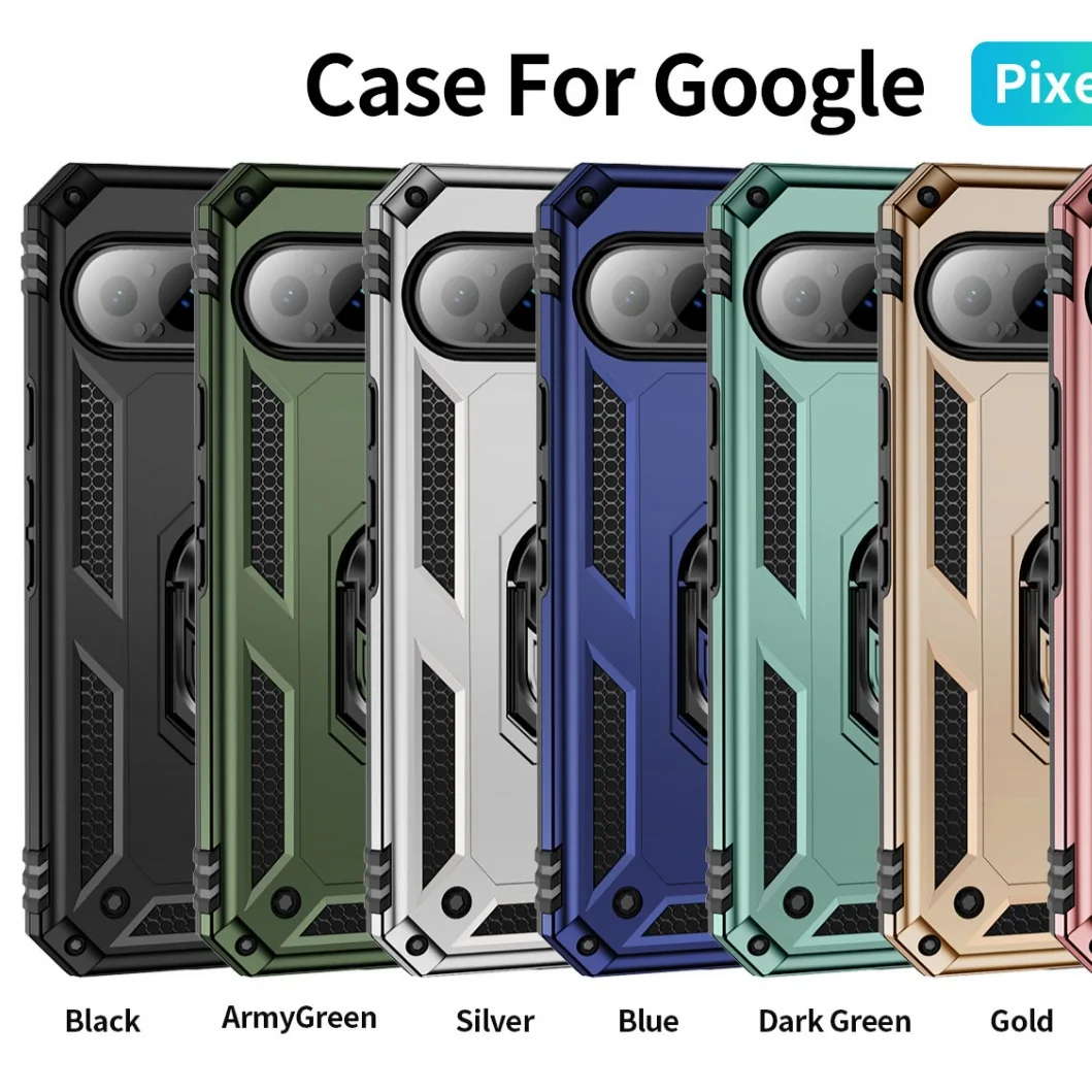 compatible with Google Pixel 9 Pro Trooper shockproof kickstand armor phone case car-mount compatible 360 rotating ring