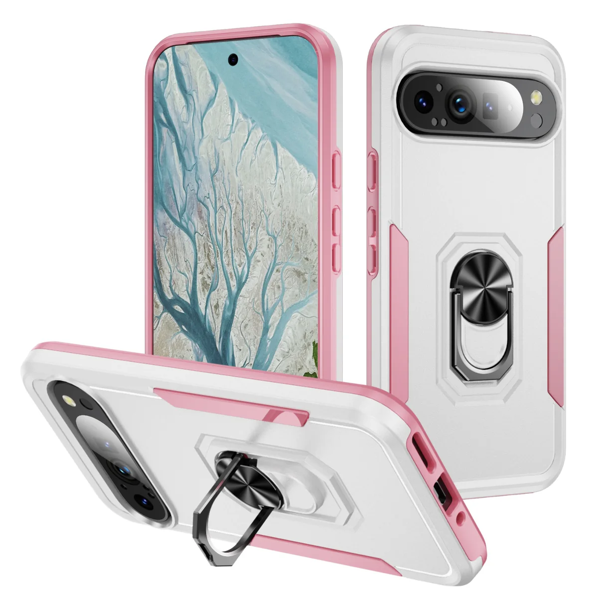 cross-border compatible with Google Pixel 9 Pro Explorer with ring 2-in-1 car mount shockproof phone case