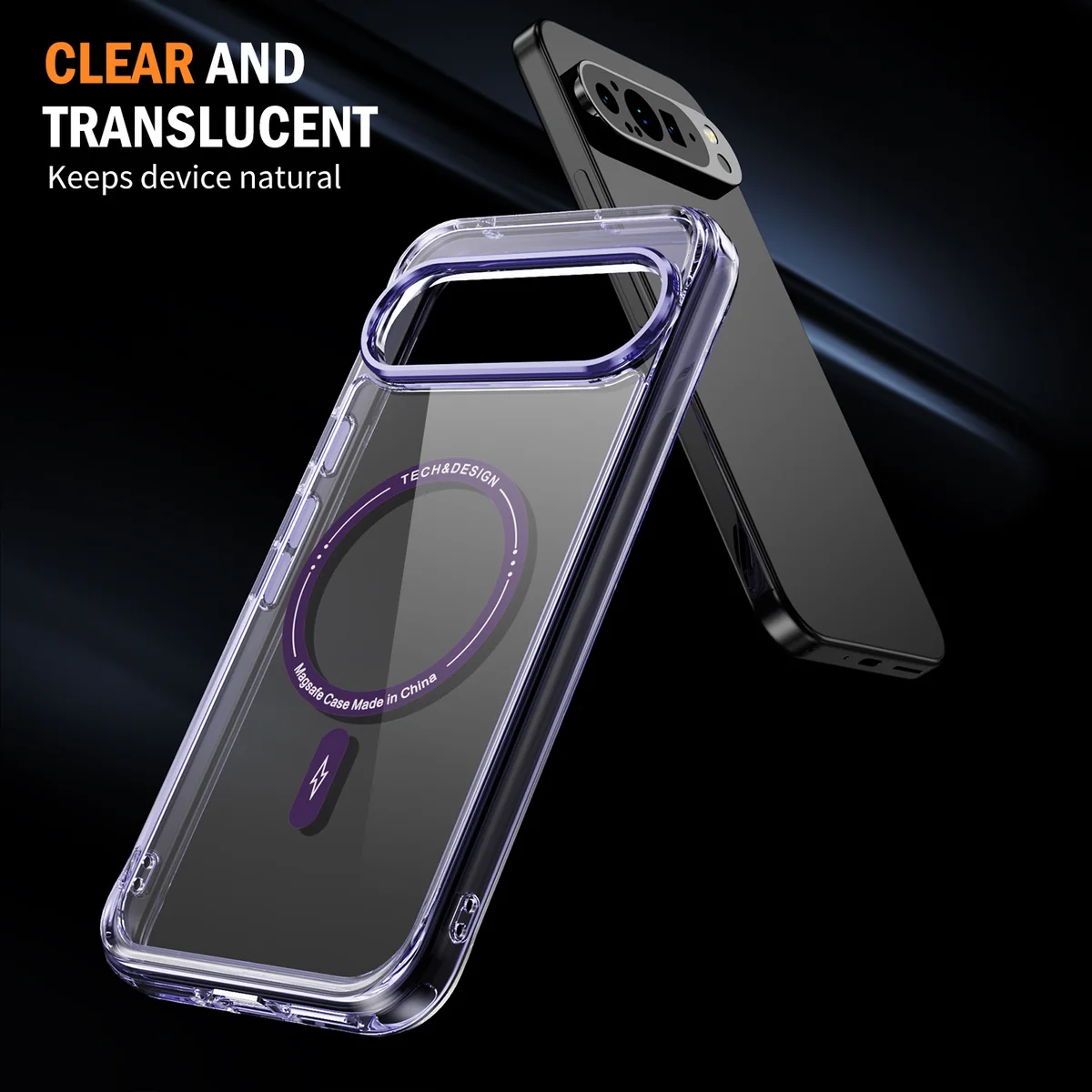 cross-border compatible with Google Google Pixel 9 Pro Phantom ultra-clear magnetic attachment large camera opening transparent case phone case