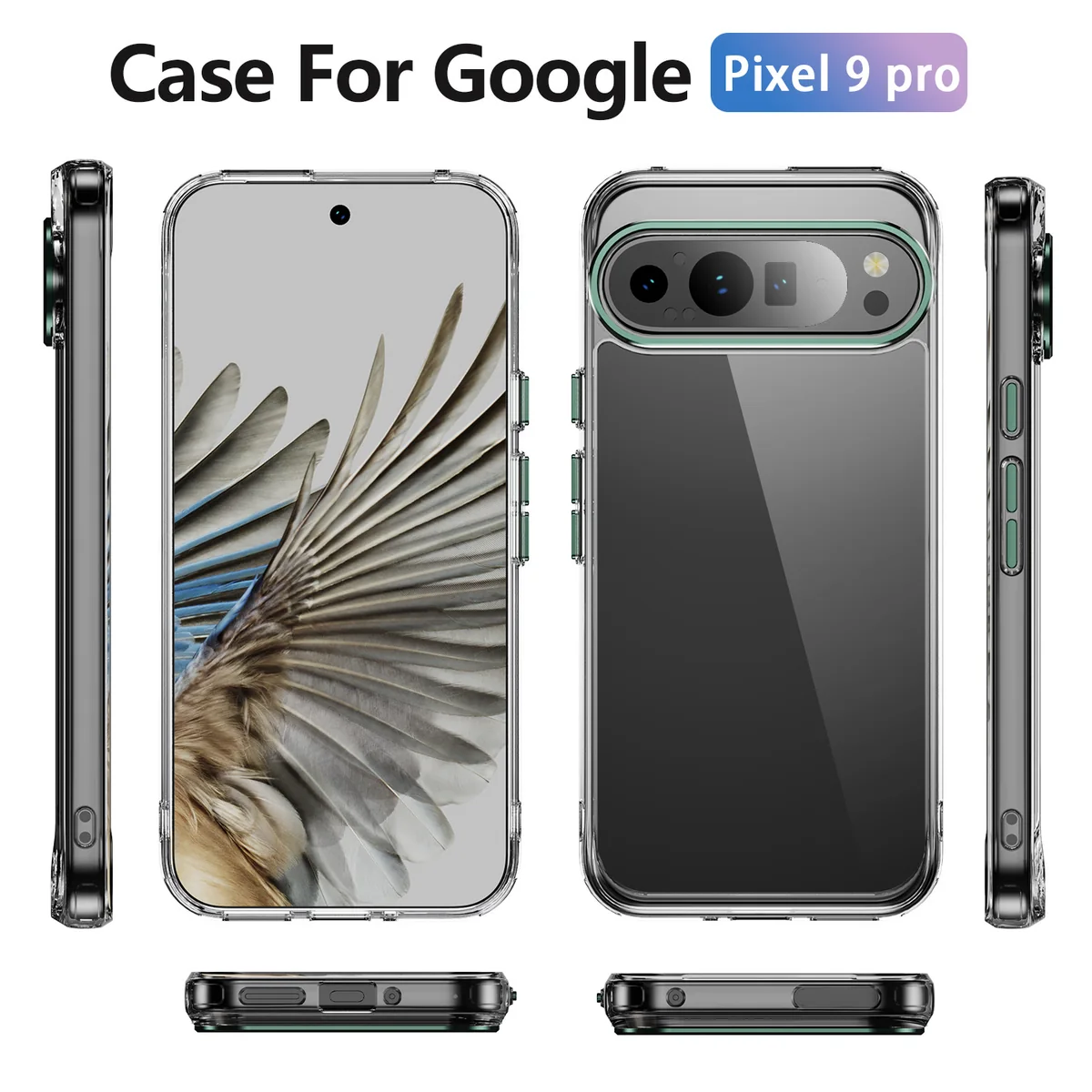 cross-border compatible with Google Google Pixel 9Pro Phantom Series precision-cut camera lens protector phone case transparent case
