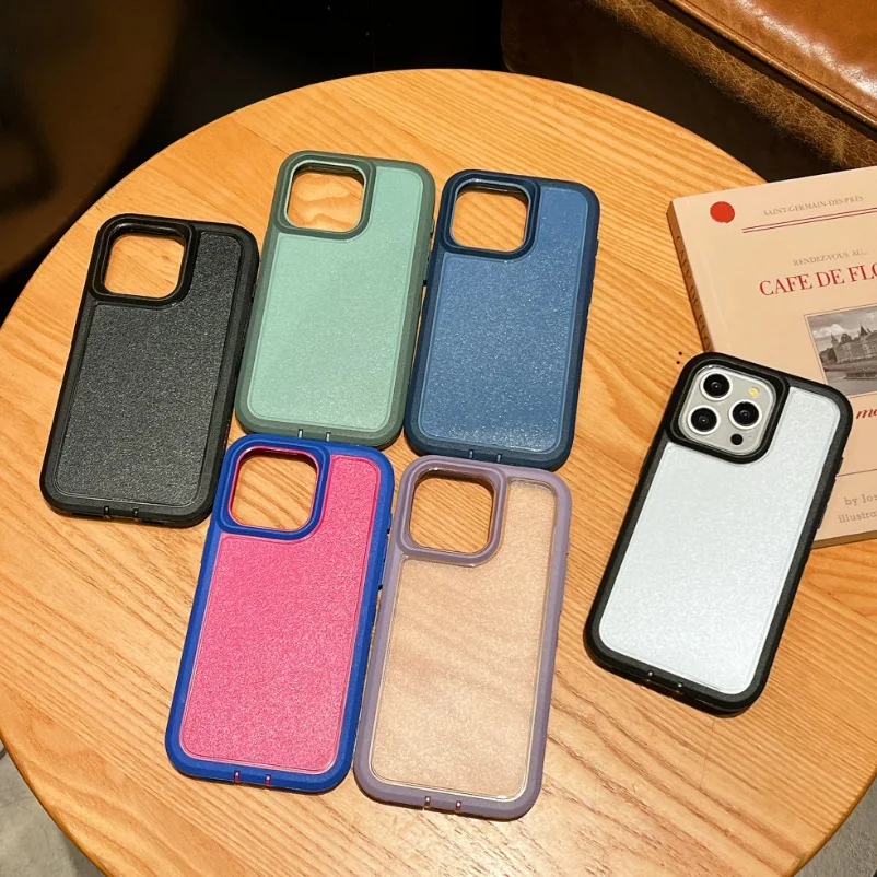 cross-border compatible with Apple iP15Pro Max Guardian phone case 3-in-1 shockproof fingerprint-resistant actual product photo pattern