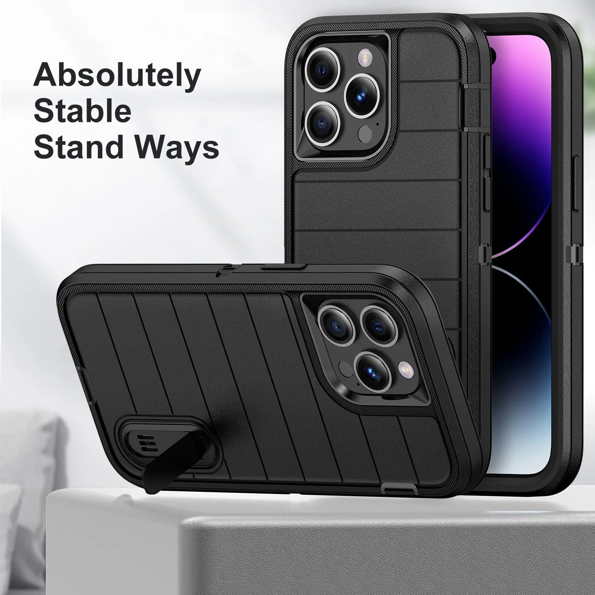 cross-border compatible with Apple iPhone15 Pro Max Guardian triple protection 2nd generation kickstand shockproof phone case manufacturer