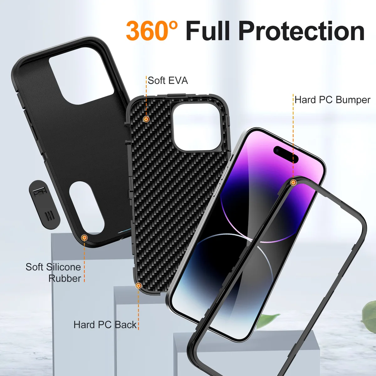 cross-border compatible with Apple iPhone14 Pro Guardian triple protection 2nd generation kickstand shockproof phone case direct manufacturer