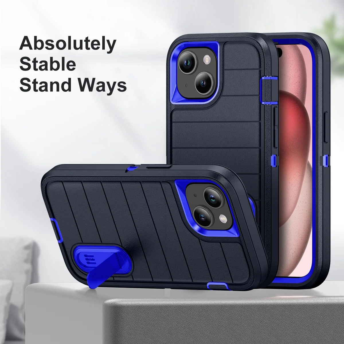 cross-border compatible with Apple iPhone15 Plus Guardian triple protection 2nd generation kickstand shockproof phone case direct manufacturer