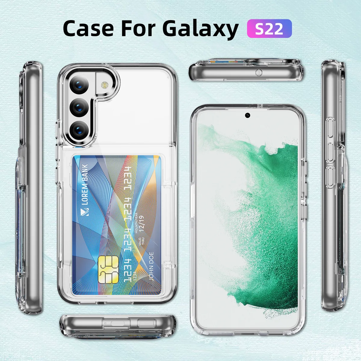 cross-border compatible with Samsung S22 Junfan card holder flip cover card holder holds two cards phone case direct manufacturer