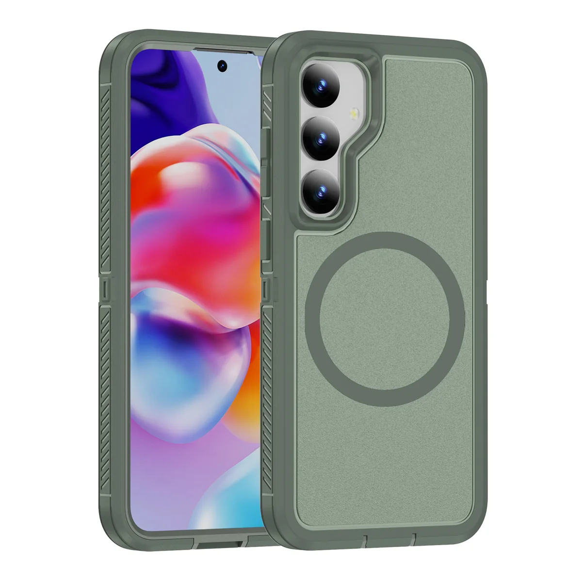 cross-border compatible with Samsung S24Plus Guardian magnetic ring phone case 3-in-1 shockproof fingerprint-resistant wireless charging