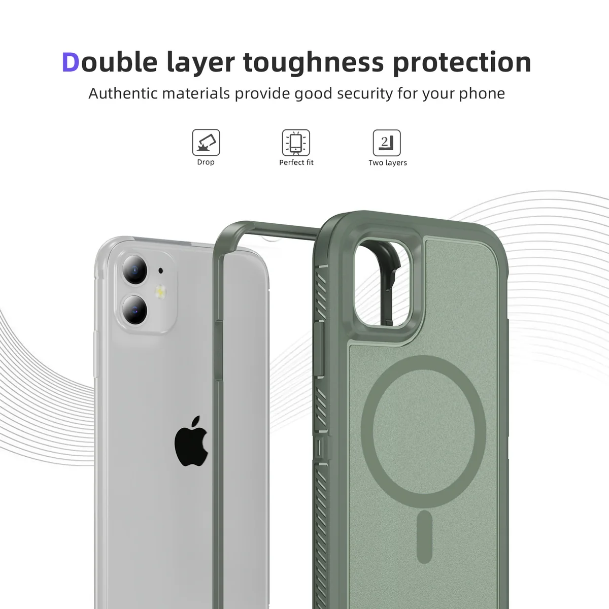 cross-border compatible with Apple iPhone11 Guardian magnetic ring phone case 3-in-1 shockproof magnet wireless charging