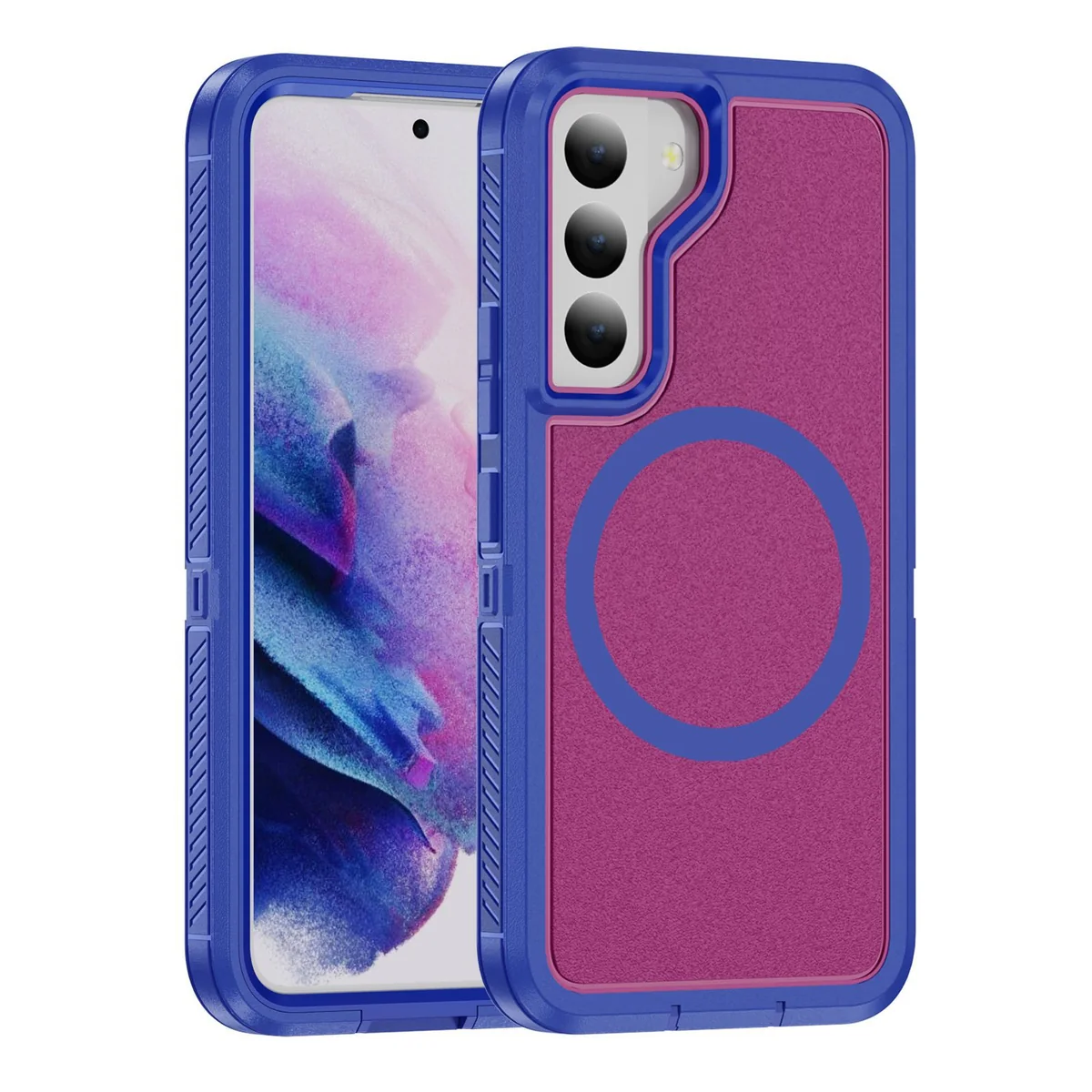 cross-border compatible with Samsung S22 Guardian magnetic ring phone case 3-in-1 shockproof fingerprint-resistant magnet wireless charging